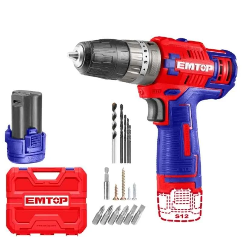 CORDLESS IMPACT DRILL 12V EMTOP (ECIDL12620)