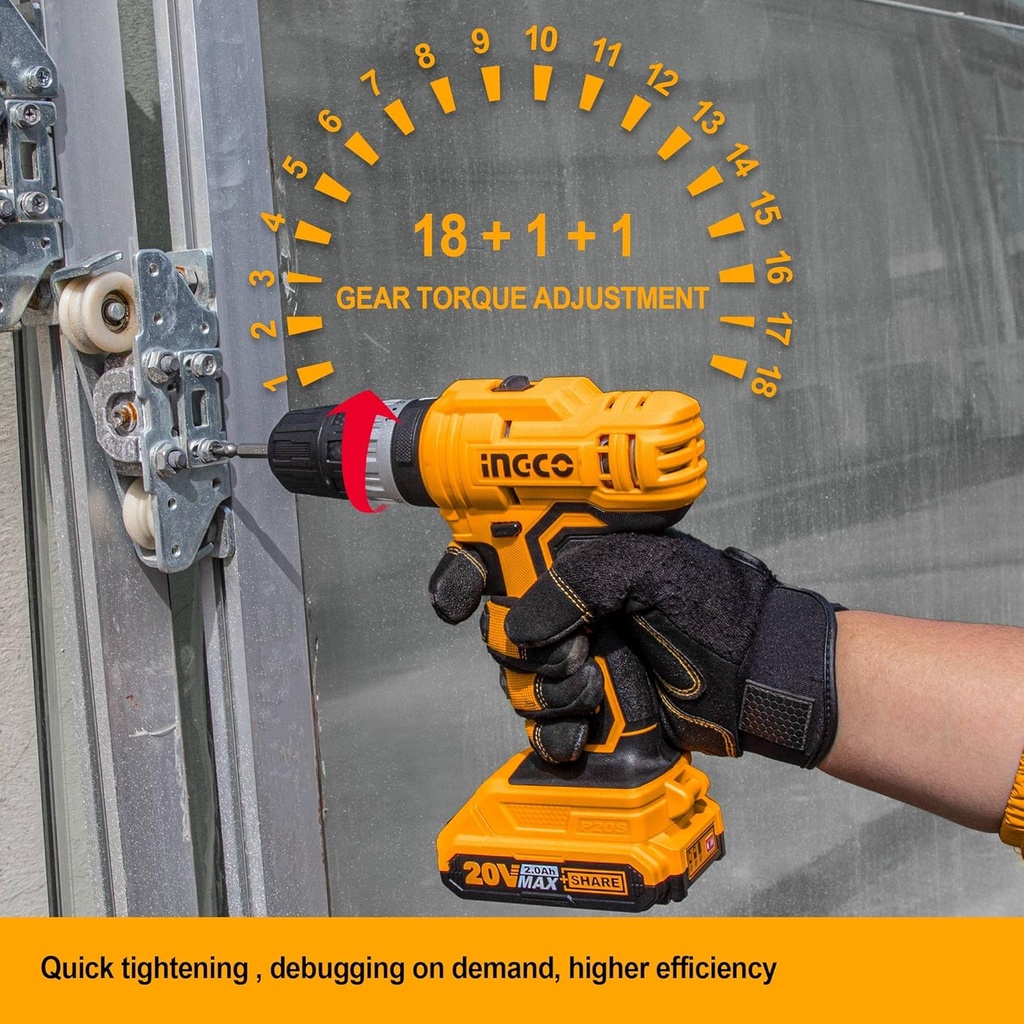 CORDLESS IMPACT DRILL 20V INGCO (CIDLI20012)