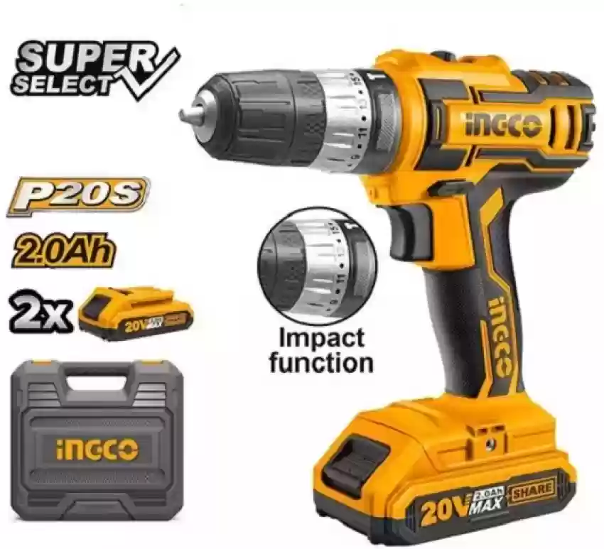 CORDLESS IMPACT DRILL 20V INGCO (CIDLI200215)