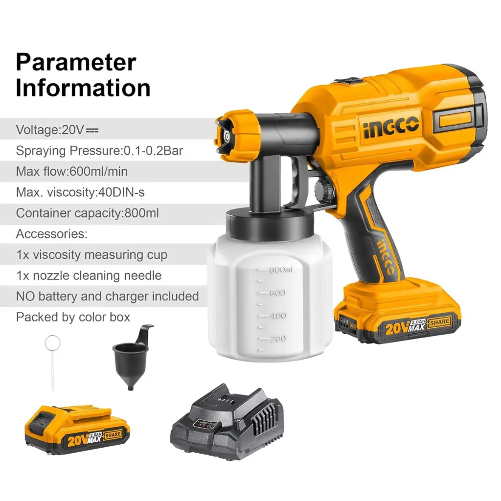 CORDLESS SPRAY GUN INGCO (CSGLI20402)