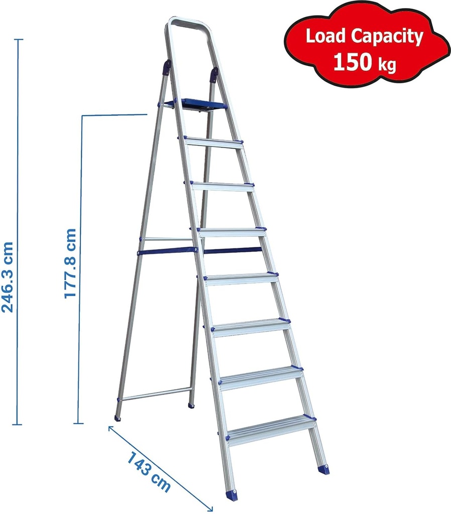 DOMESTIC ALUMINIUM LADDER 8 STEP