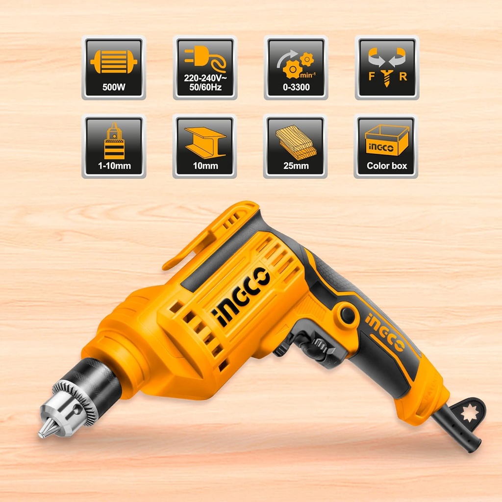 ELECTRIC DRILL 500W 10MM INGCO (ED500282)