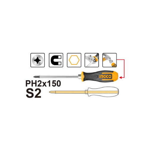 GO-THROUGH SCREWDRIVER INGCO (HGTS68PH2150)