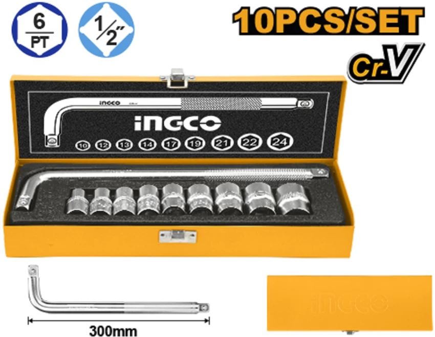 10 PCS 1/2" SOCKET SET INGCO (HKTS12101)