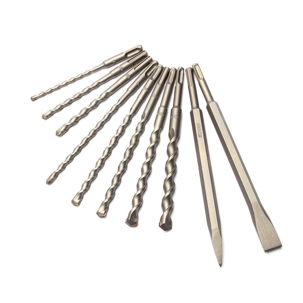 10 PCS HAMMER DRILL BITS & CHISELS INGCO [AKD2101]