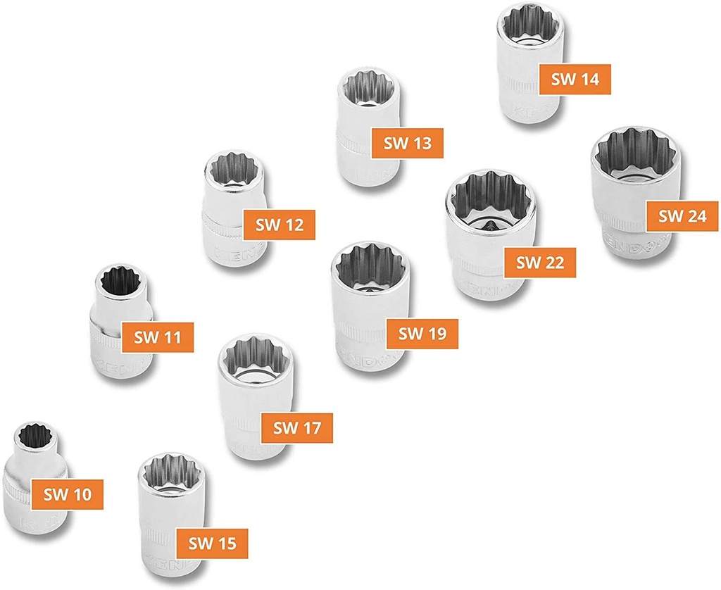 11PCS 1/2" SOCKET SET KENDO (EBR5000121)