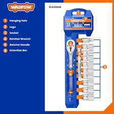 12 PCS 1/2" SOCKET SET WADFOW (WST2212)