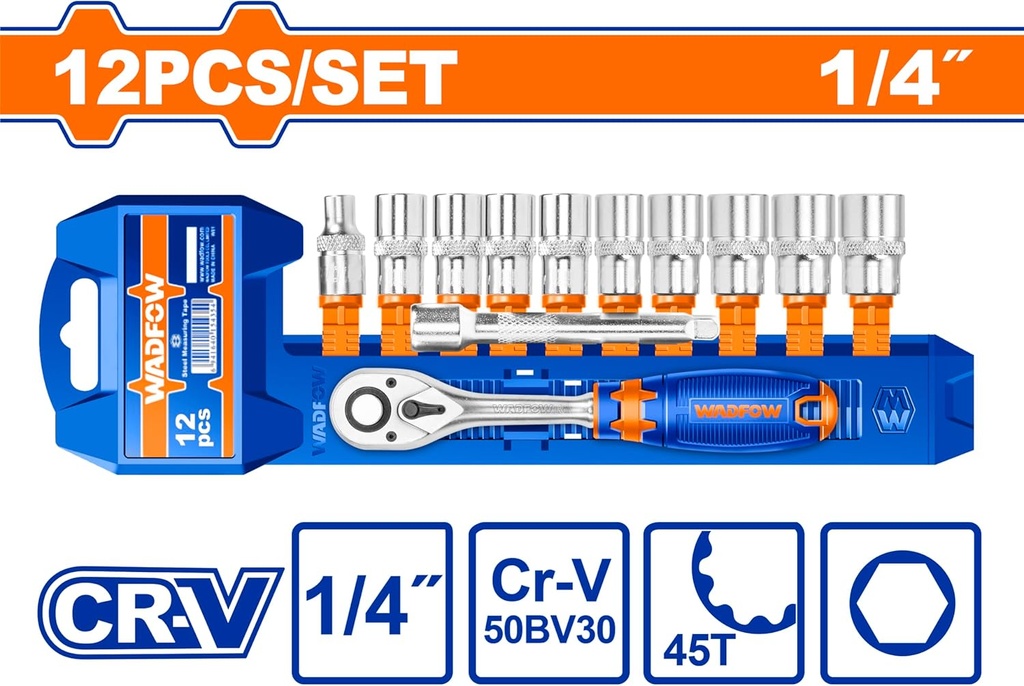 12 PCS 1/2" SOCKET SET WADFOW (WST2212)
