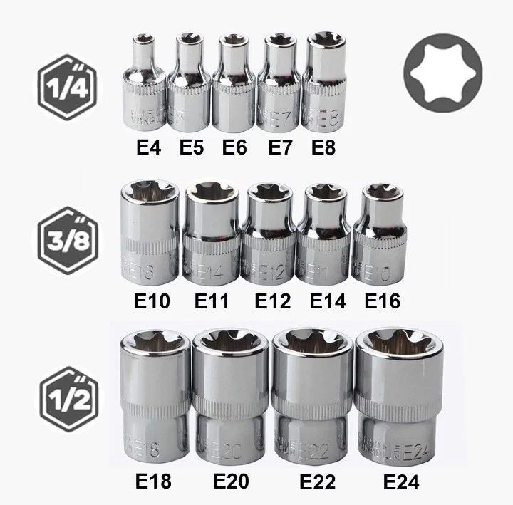 14 PCS E-SOCKET SET WADFOW (WST3D14)