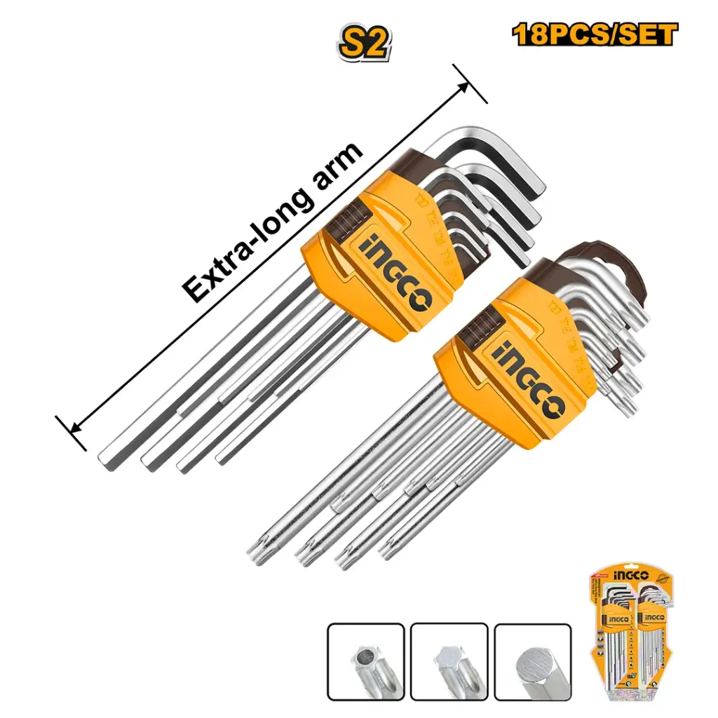 18 PCS HEX KEY &TOXY KEY SET INGCO (HHKSET0181)
