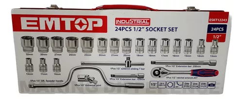 24 PCS 1/2" SOCKET SET EMTOP (ESKT12243)