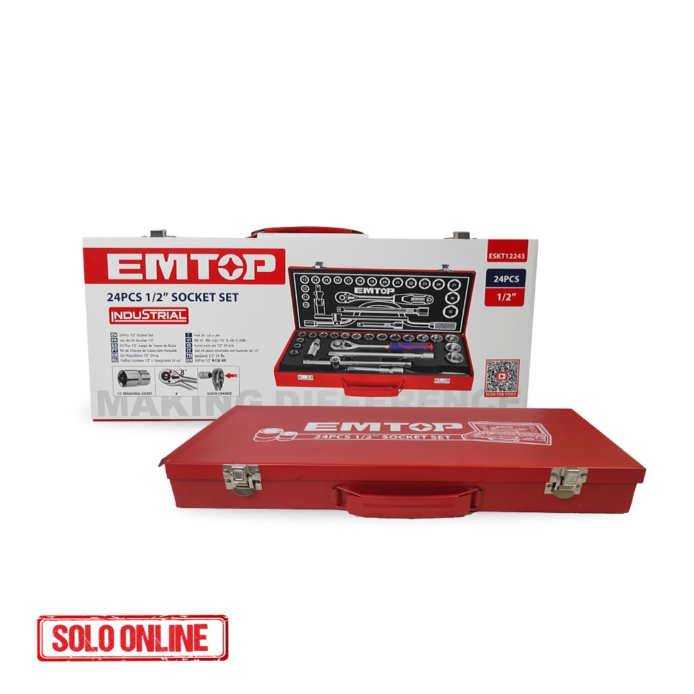 24 PCS 1/2" SOCKET SET EMTOP (ESKT12243)