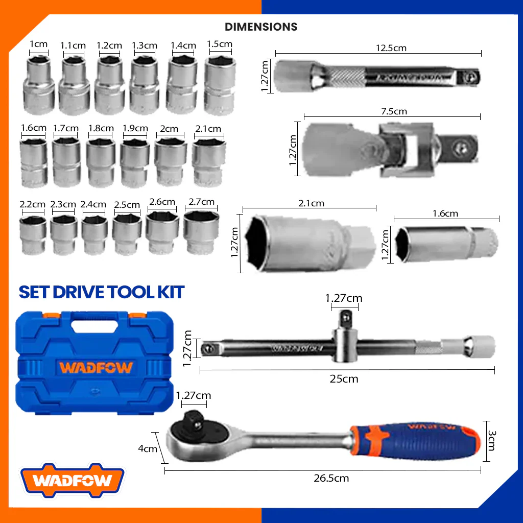 25PCS 1/2 SOCKET SET WADFOW (WST2D25)