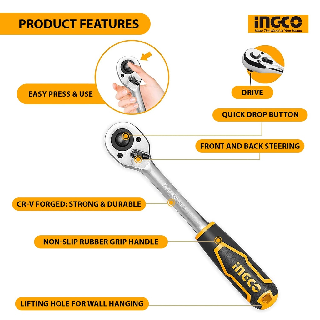 27 PCS 1/4 SOCKET SET INGCO (HKTS14271)
