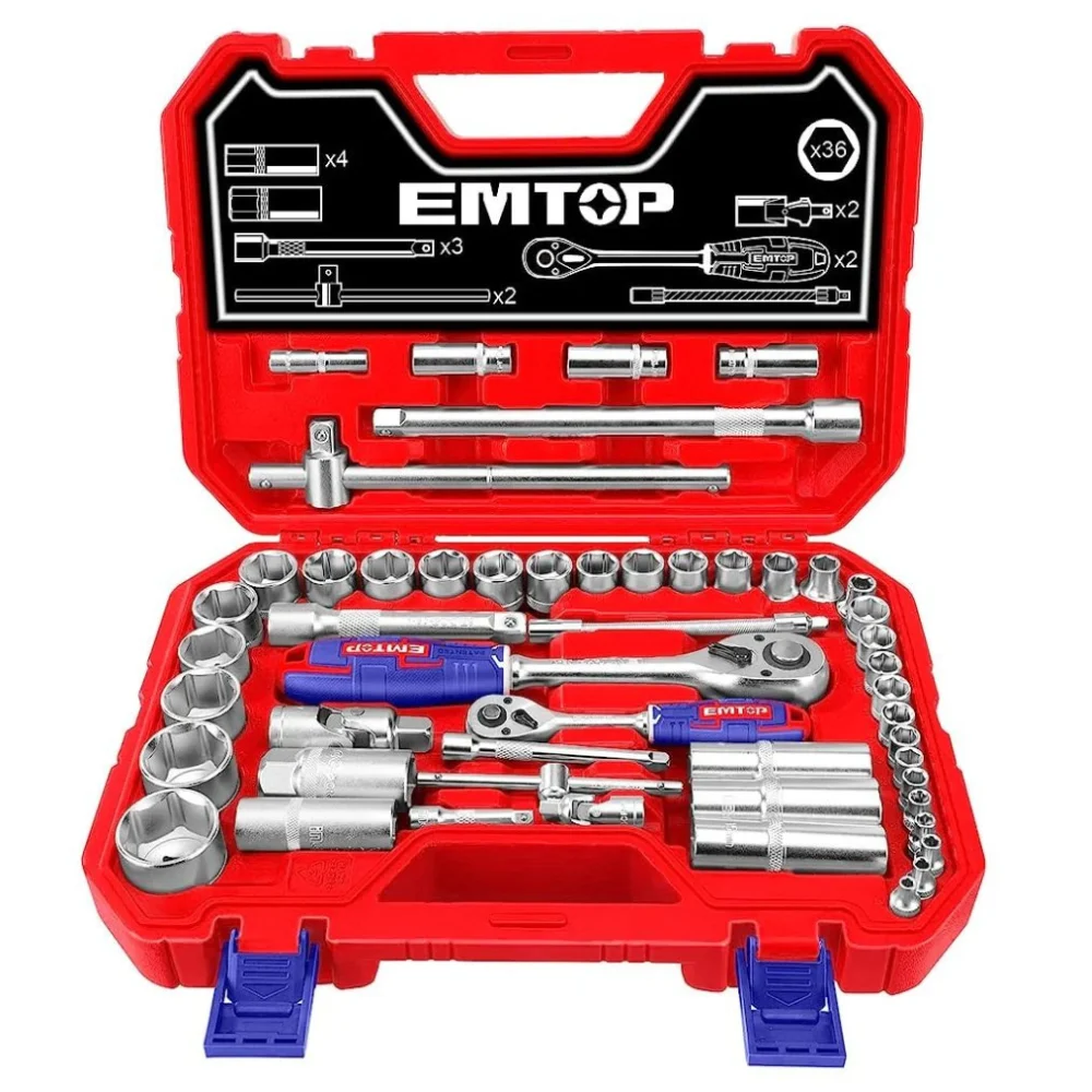28 PCS 1/2" SOCKET SET EMTOP (ESKT12281)