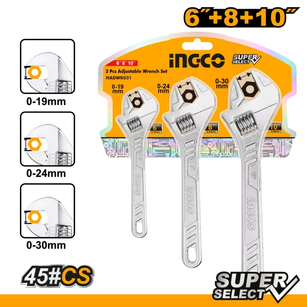 3 PCS ADJUSTABLE WRENCH SET (HADWK031)
