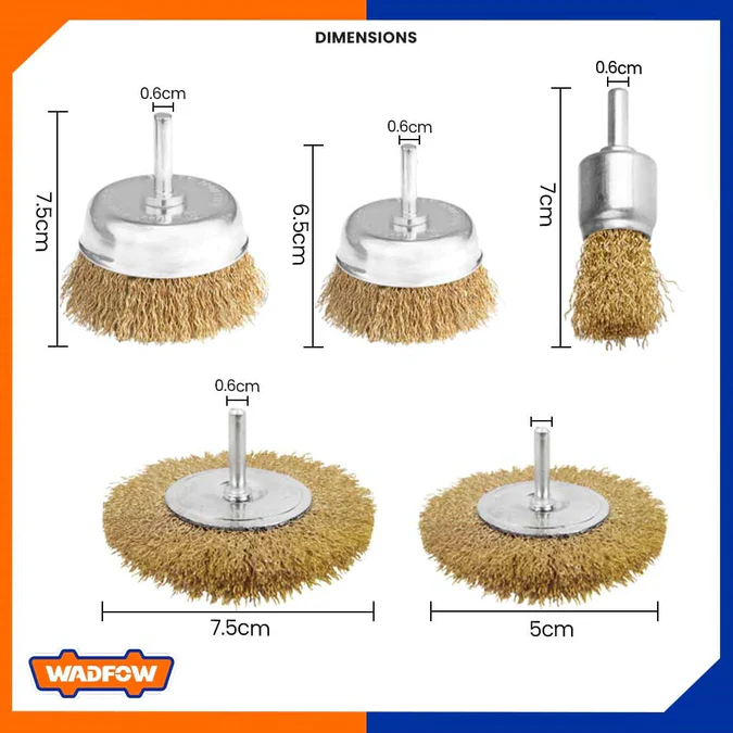 5 PCS WIRE CUP BRUSH SET WADFOW (WCE6401)