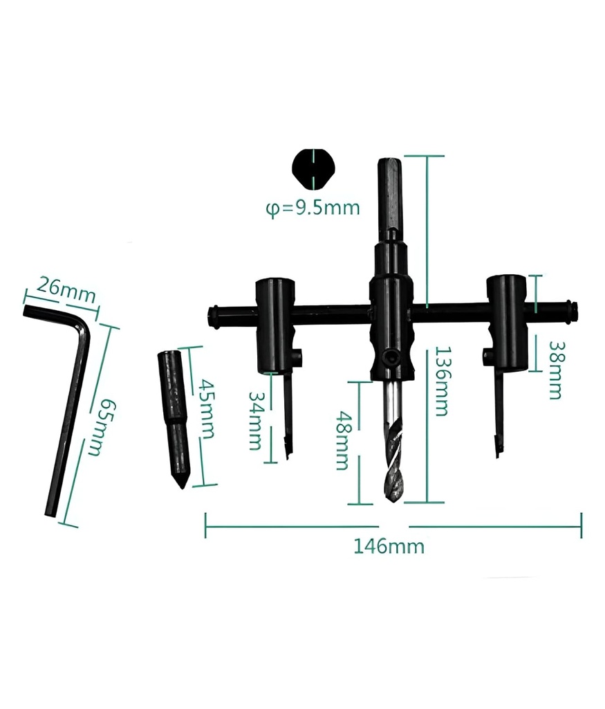 ADJUSTABLE CIRCLE HOLE CUTTER 200MM LASERLINE