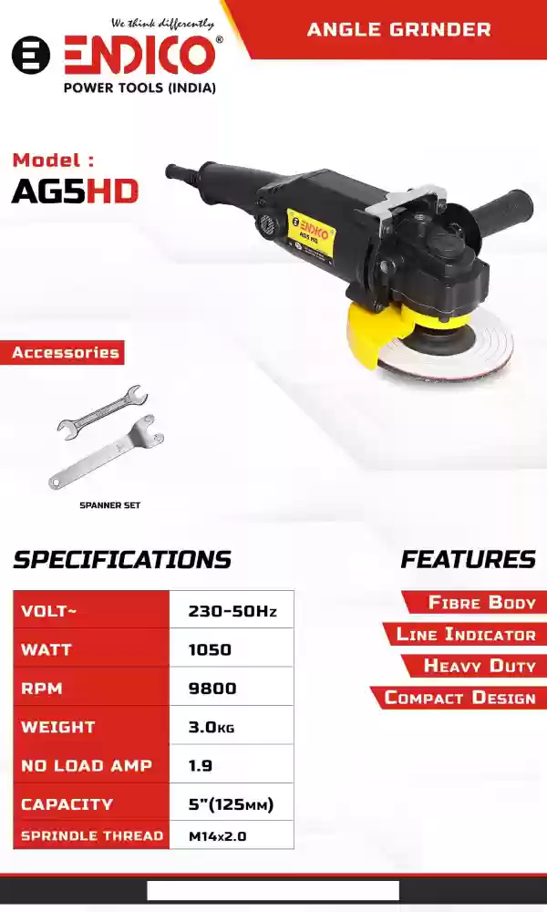 ANGLE GRINDER 1050W 125MM ENDICO (AG5HD)