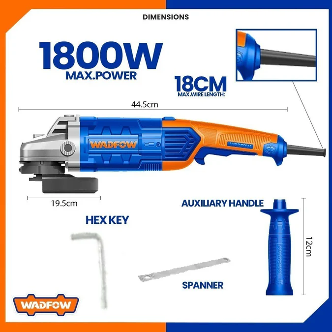 ANGLE GRINDER 1800W 7" WADFOW (WAG851801)