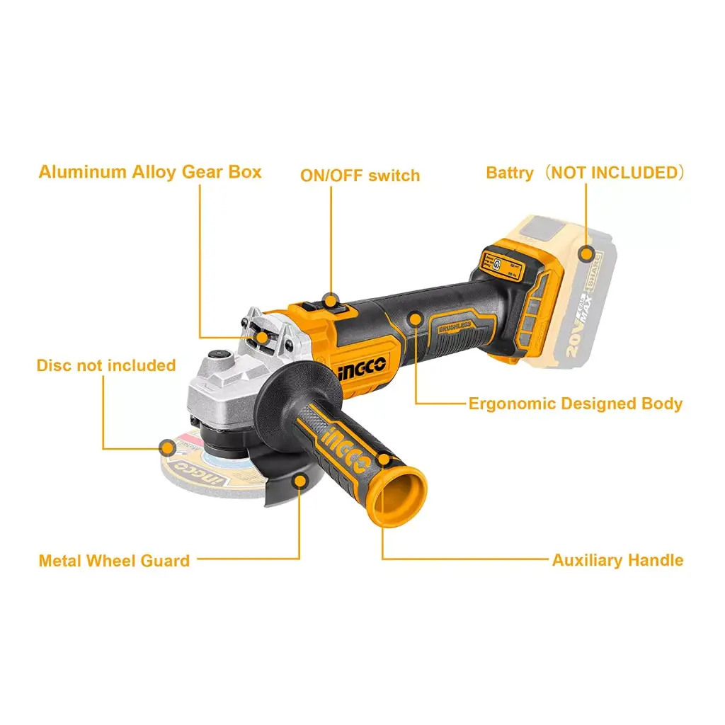 CORDLESS ANGLE GRINDER 100MM INGCO (CAGLI201008)