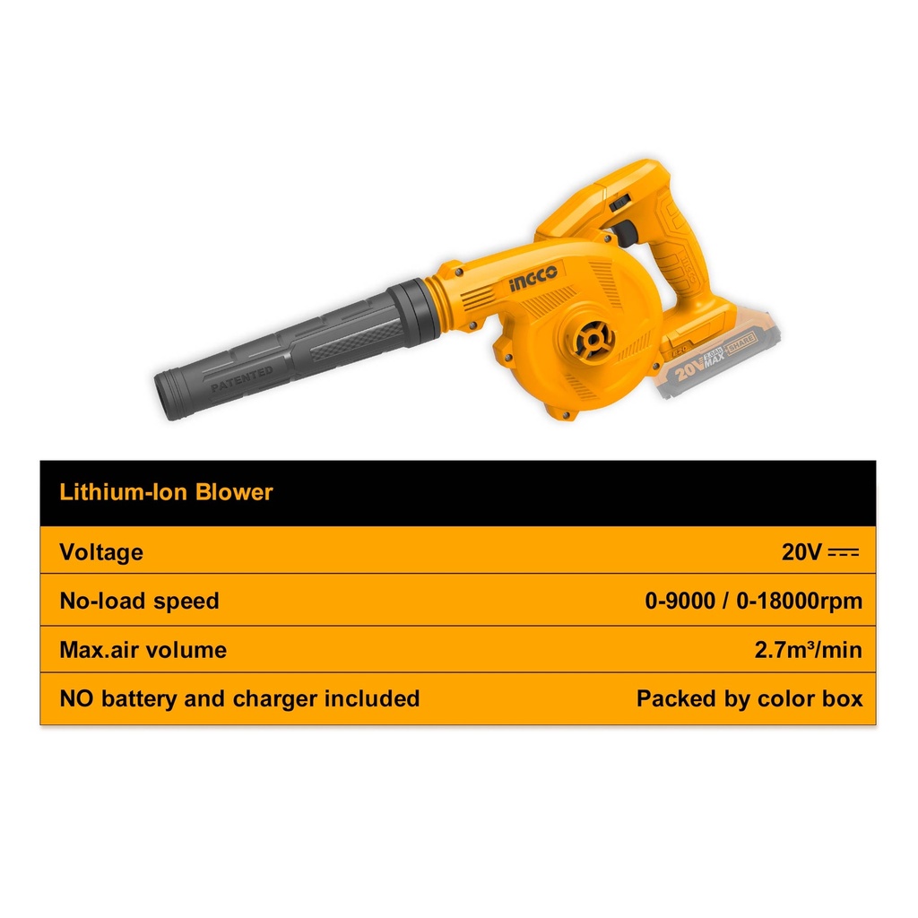 CORDLESS BLOWER 4A.H INGCO (CABLI20018)
