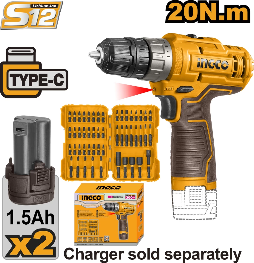 CORDLESS DRILL 12V SET INGCO (COSLI24011)