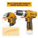 CORDLESS IMPACT DRILL 12V INGCO (CIDLI12201)