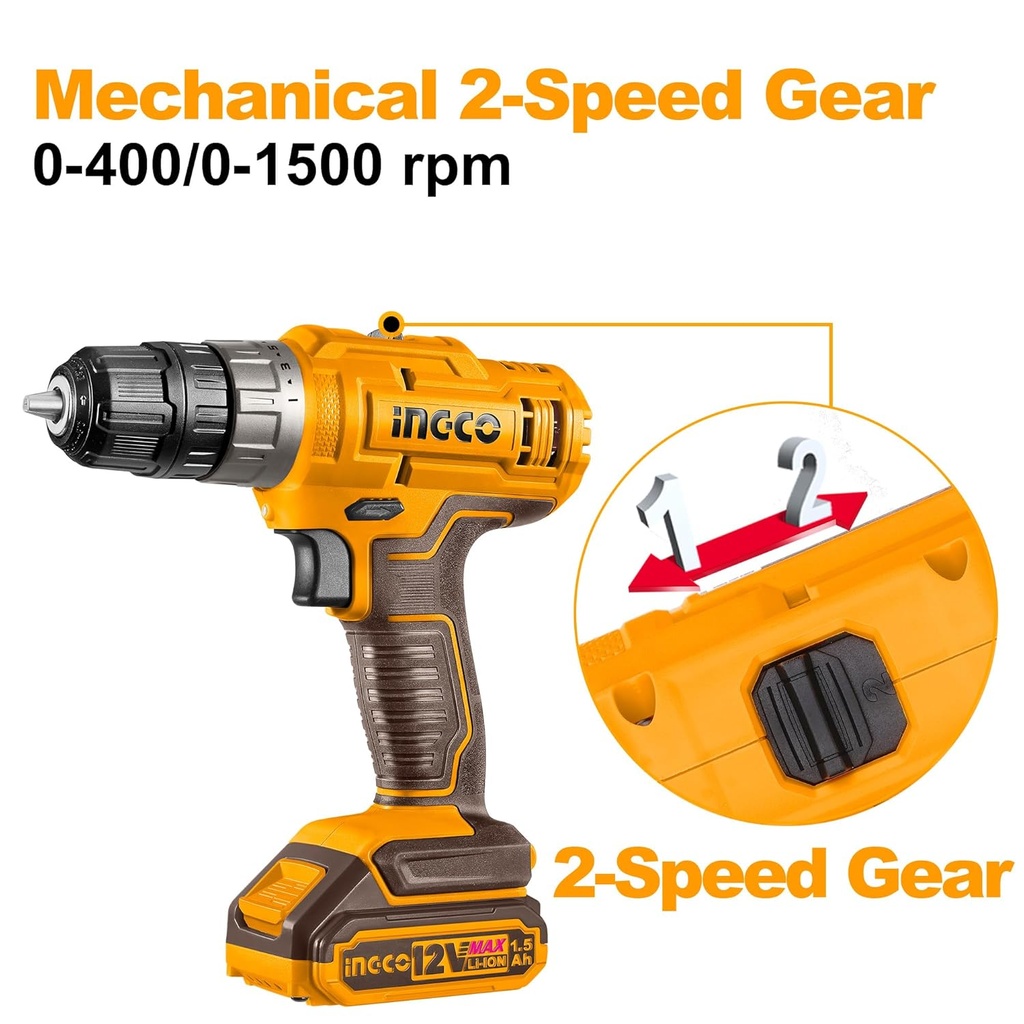 CORDLESS IMPACT DRILL 12V INGCO (CDLI1228)