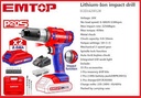 CORDLESS IMPACT DRILL 20V EMTOP (ECIDL6200128)