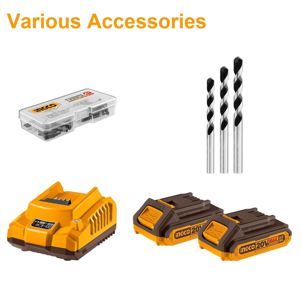 CORDLESS IMPACT DRILL 20V INGCO (CIDLI20031)