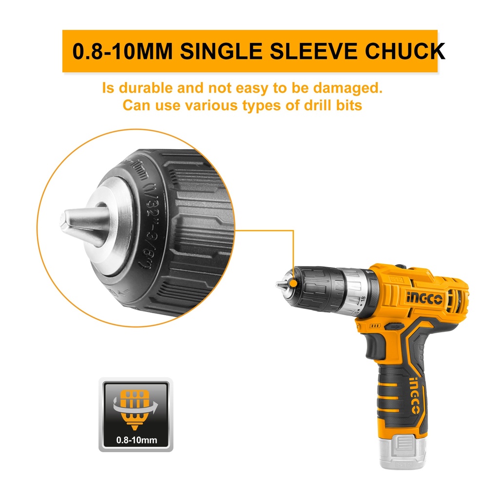 CORDLESS IMPACT DRILL 12V INGCO (CIDLI1232)