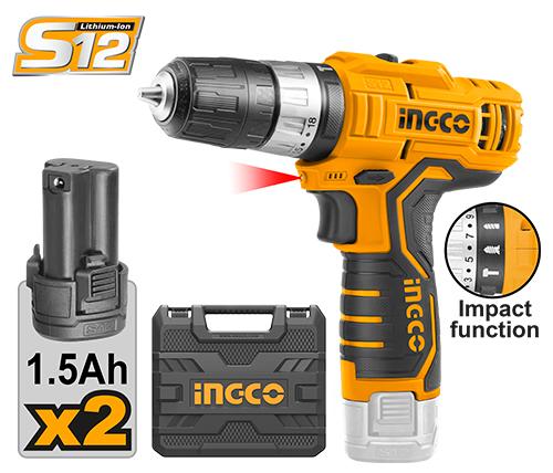 CORDLESS IMPACT DRILL 12V INGCO (CIDLI1232)