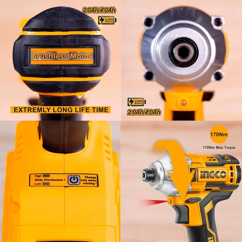 CORDLESS IMPACT DRIVER 20V INGCO (CIRLI2002)