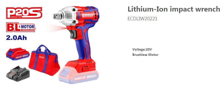 CORDLESS IMPACT WRENCH 300NM EMTOP (ECDLIW20221)