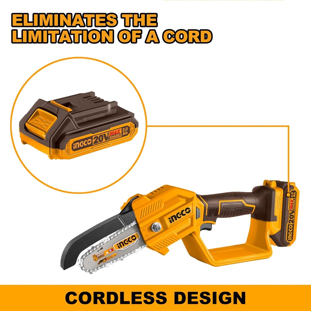CORDLESS PRUNER SAW 5" INGCO (CGSLI2058)