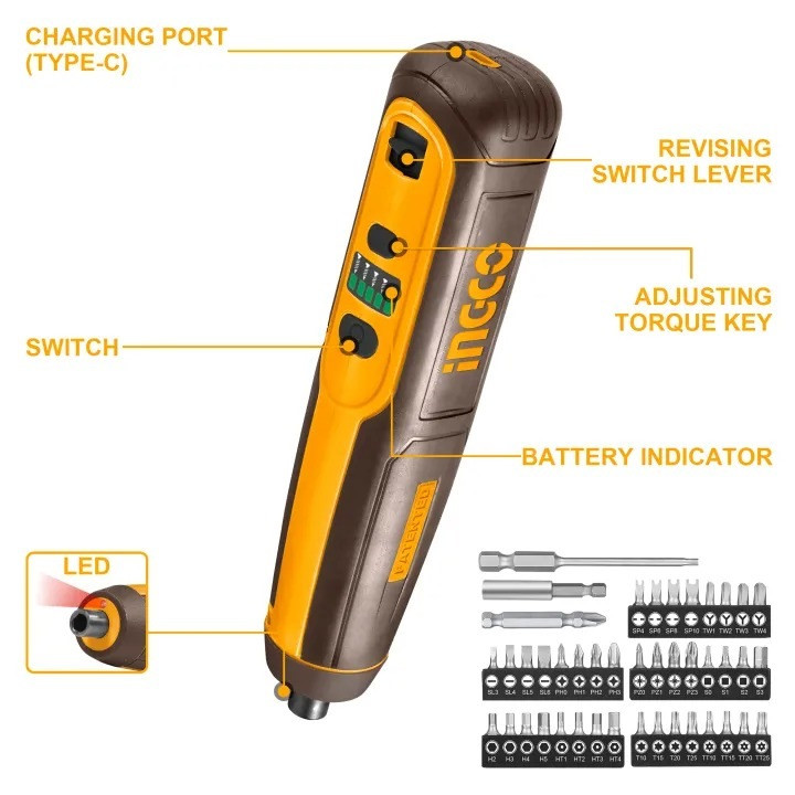 CORDLESS SCREWDRIVER 4V INGCO (CSDLI04062)
