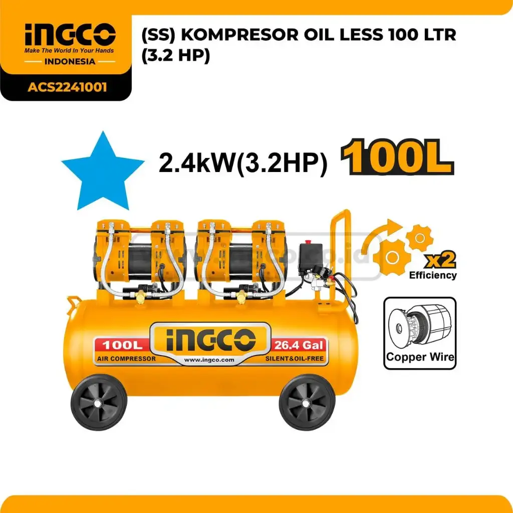 INGCO OIL FREE COMPRESSOR 100 LTR (ACS2241001)-3.webp