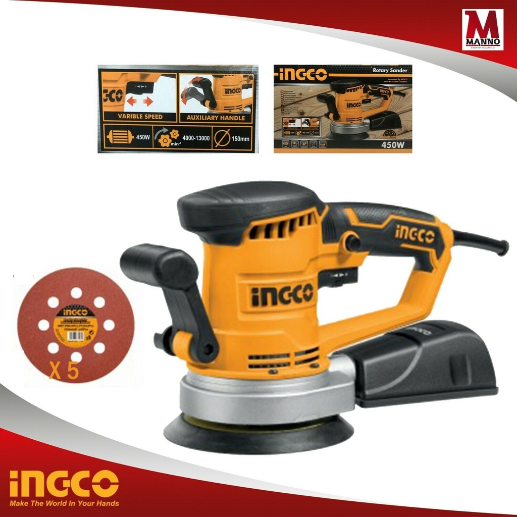 Levigatrice Rotorbitale 450 W 150mm - Ingco RS4508