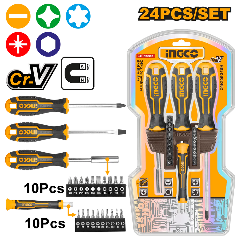 24PCS SCREWDRIVER & BIT SET INGCO (HKSDB02482)