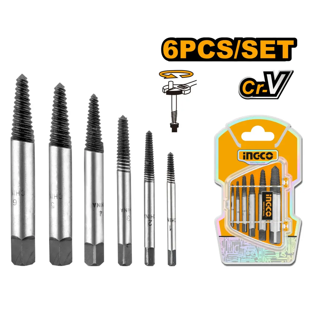 6 PCS SCREW EXTRACTOR INGCO (ASE106)