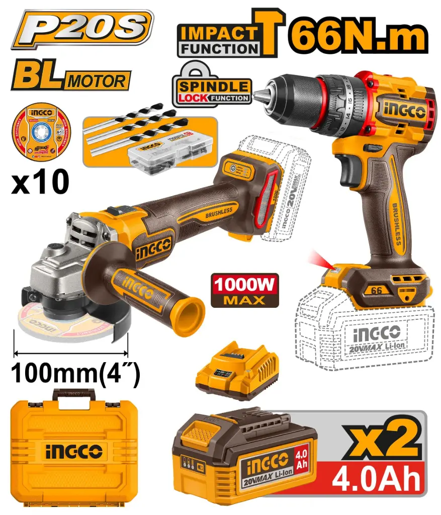 CORDLESS 2 PCS COMBO KIT INGCO (CKLI2027310)