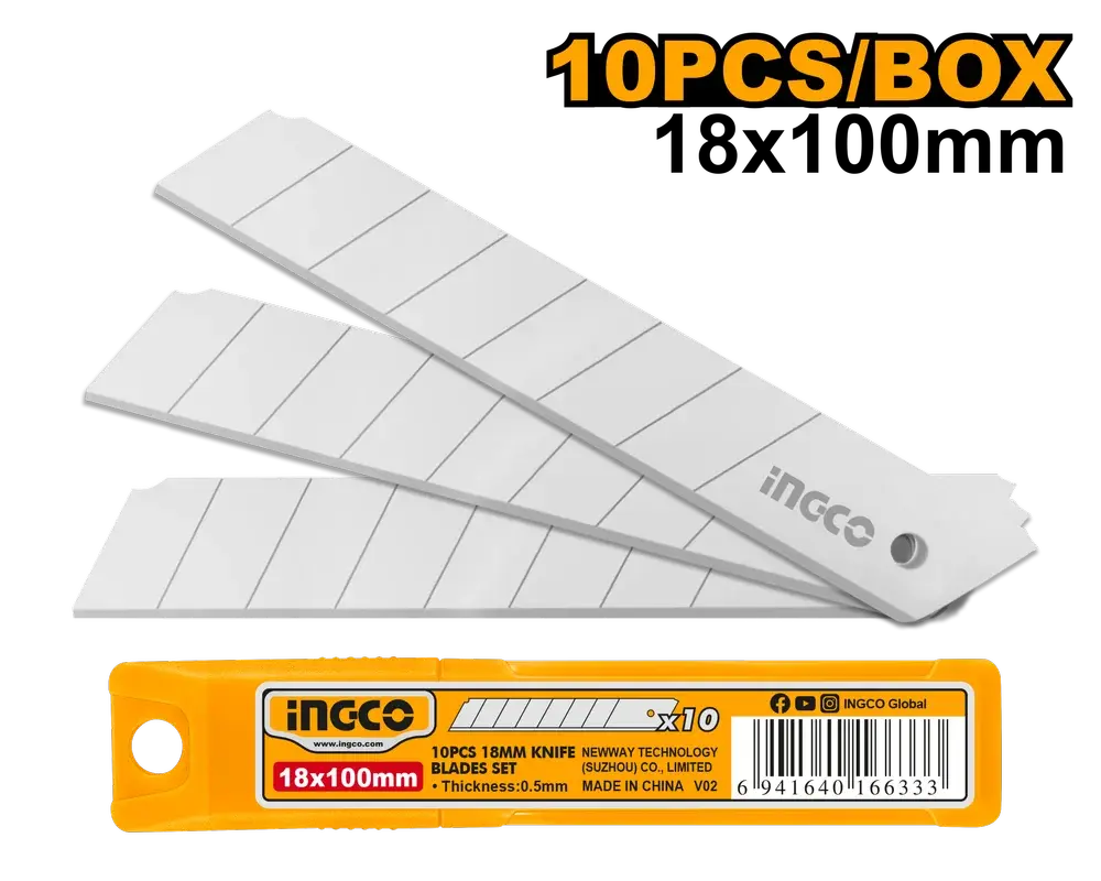 10 BLADE KNIFE SET 18*100MM INGCO (HKNSB112)