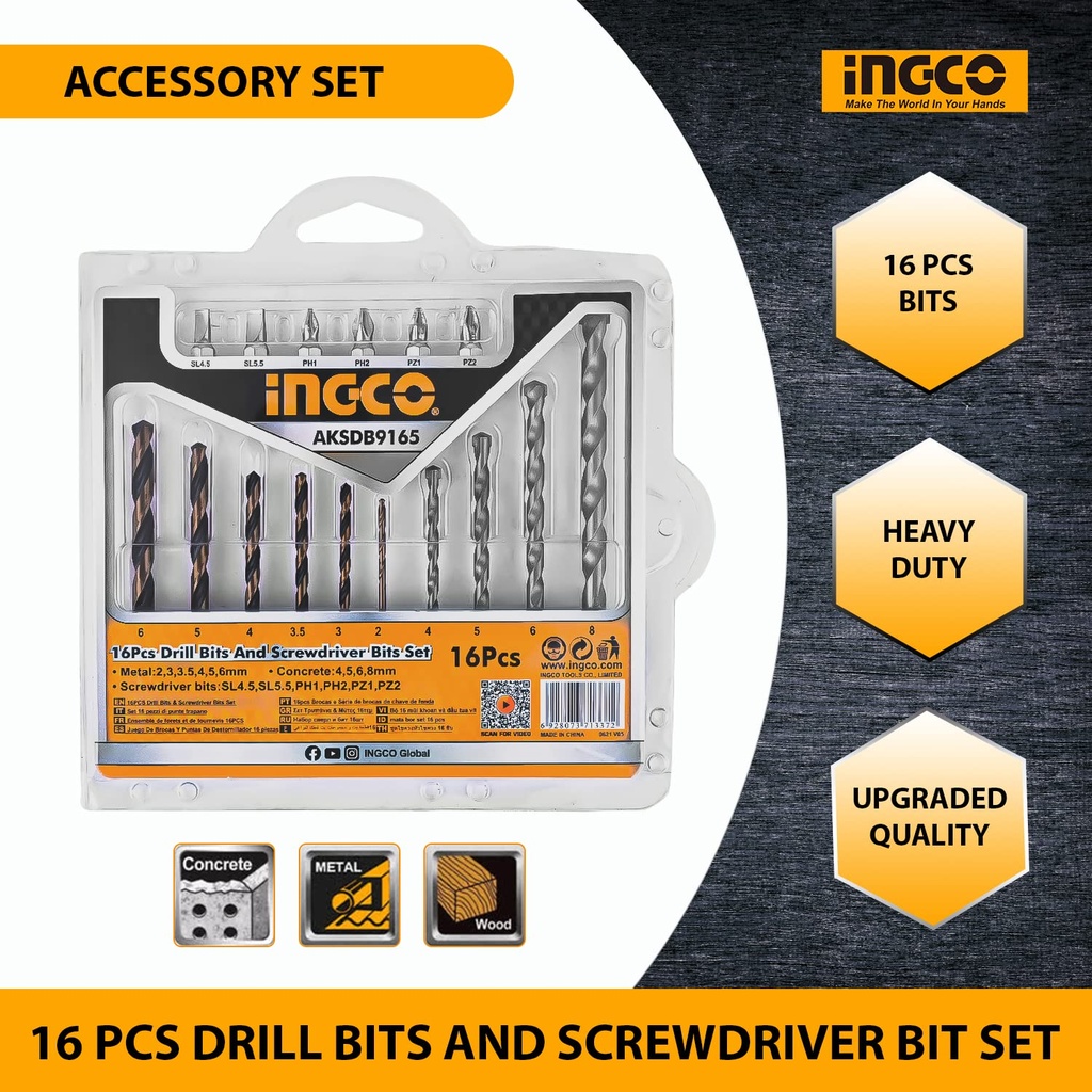 16PCS HSS TWIST DRILL BITS (AKSDB9165)