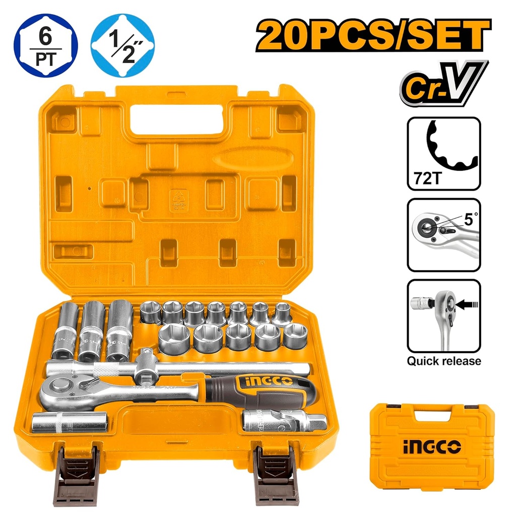 20PCS 1/2" SOCKET SET INGCO (HKTS12201)