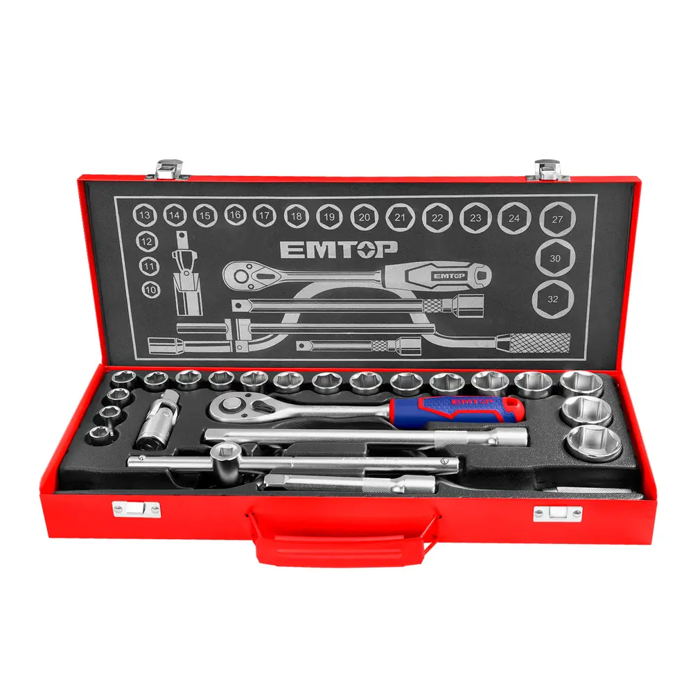 24 PCS 1/2" SOCKET SET EMTOP (ESKT12243)
