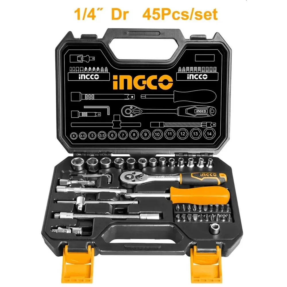 45PCS 1/4 SOCKET SET (HKTS14451)