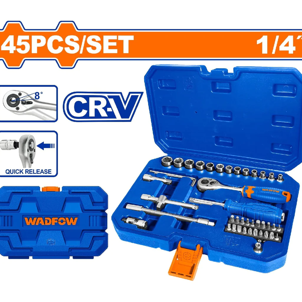 45PCS 1/4 SOCKET SET WADFOW (WST4D45)