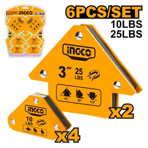 6 PCS MAGNETIC WELDING HOLDER SET INGCO (AMWH6001)