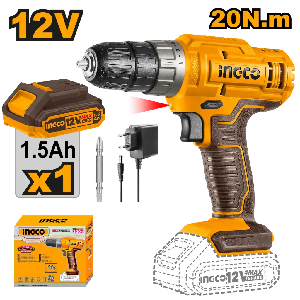 CORDLESS DRILL 12V INGCO (CDLI1218)
